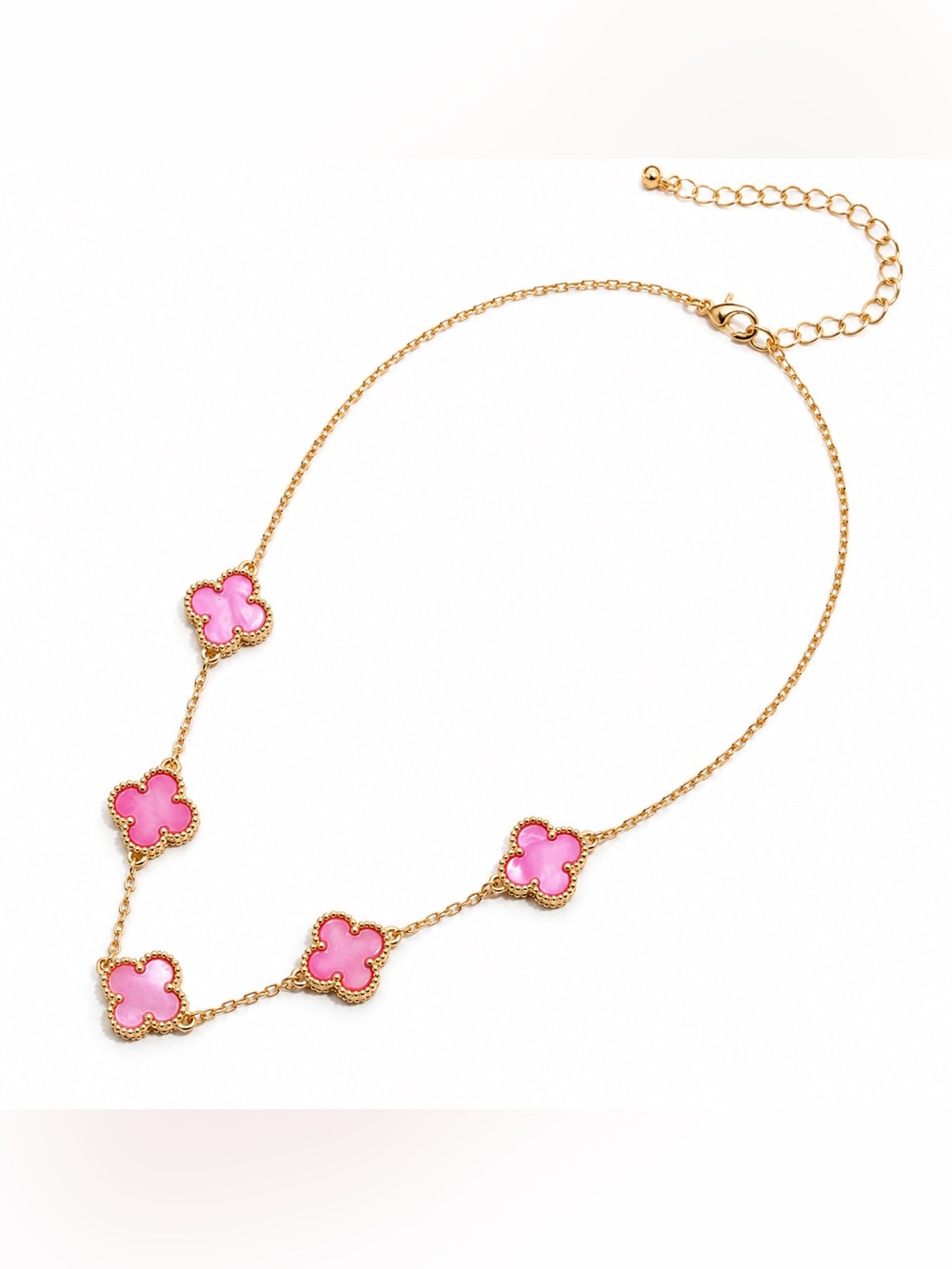 BRAND NEW WITH TAGS Pink Shell Clover Charm Necklace